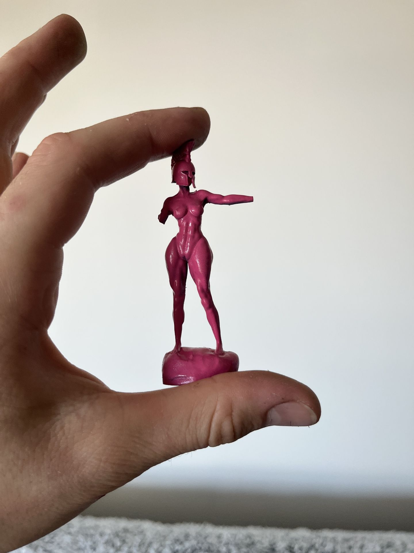 Pink Spartan Figurine