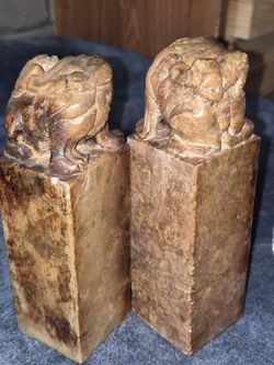 Two Chop Seals Hand Carved Stone Chinese