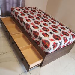 Twin bed storage with mattress