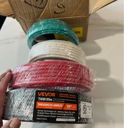 VEVOR THHN Wire 19-Stranded 6 AWG BlackWhite Red and 8 AWG Green 100 Percen 120’ total 30’ Per Roll