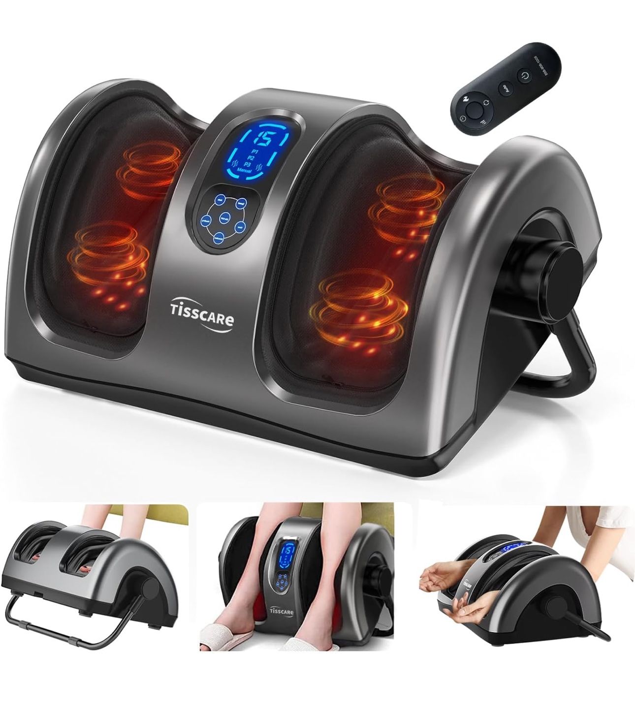Foot Massager with Heat, FSA HSA Eligible, Shiatsu Foot Massager for Plantar Fasciitis, Neuropathy, Circulation and Pain Relief, Dark Gray