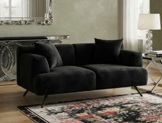NEW LOVESEAT BLACK VELVET 70x38