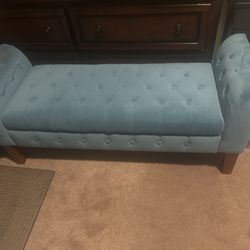 Blue bench with storage