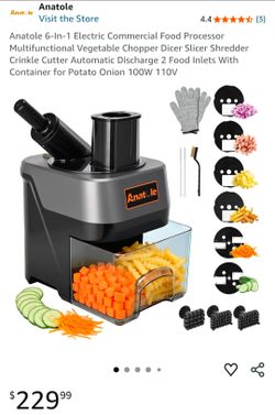 Anatole 6-In-1 Electric Commercial Food Processor Multifunctional Vegetable Chopper - NEW