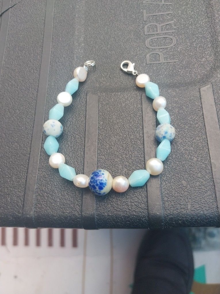 Antique Beads N REAL Pearl Beads Bracelet Handmade