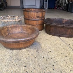 Wood Baskets And Buckets