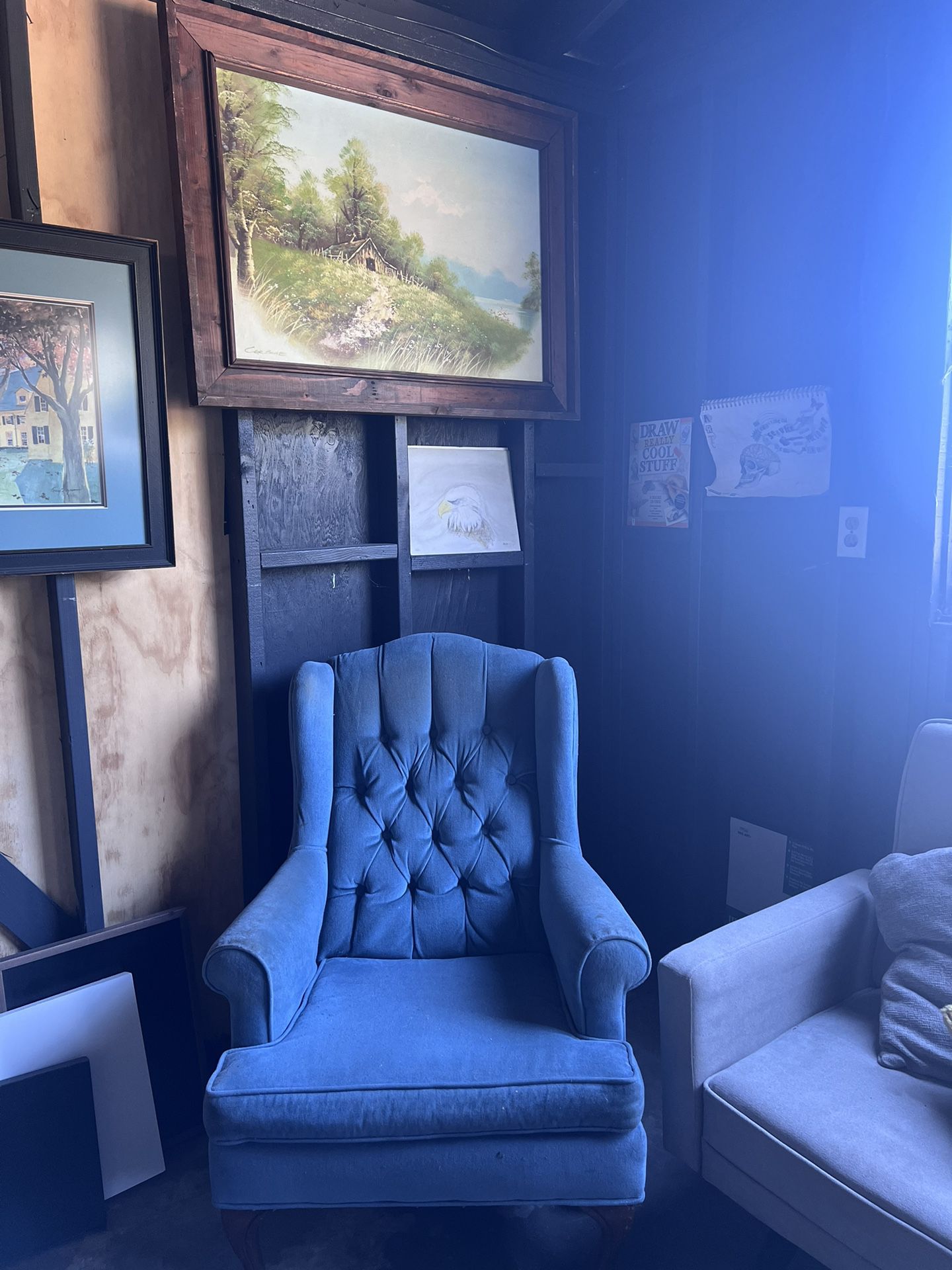 Blue Wingback Chair 