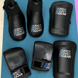 TI Gear Shocktek Mixed Martial Art Gloves, Shoes, Shin Guards