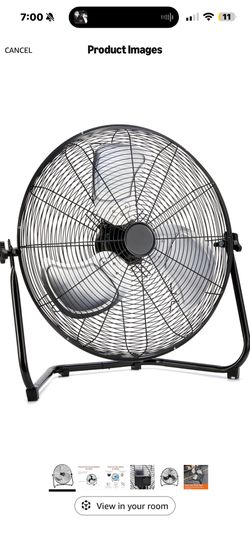 Amazon Basics 20" High Velocity Industrial Cooling Floor Fan with 3 Speeds, Tilt Head, ETL-Listed Safety Compliance, Metal Housing and Blades, for Com