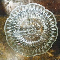 Vintage Anchor Hocking Wexford Clear Glass Divided 3 Section 8 1/2" Relish Dish 

