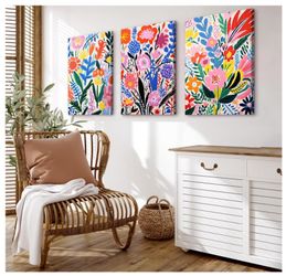 Matisse Flower Market Wall Art – Set of 3, 16x24” Canvas Floral Prints 3A-4