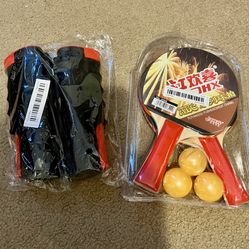 BRAND NEW Ping Pong Paddles and Net with 3 Balls