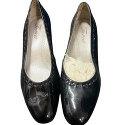 Trotters Women’s Black Leather Slip-On Heels Loafers Size 7