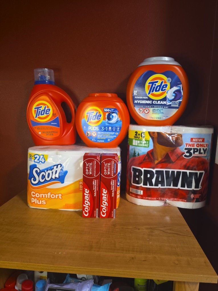 Tide ,colgate ,brawny..