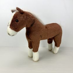 POTTERY BARN KIDS Gotz Doll Horse Pony Plush Stuffed Animal Brown White 15"