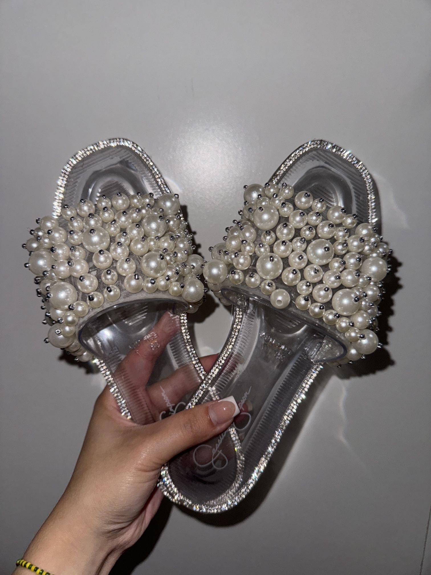 Pearl Plastic Flat Sandals