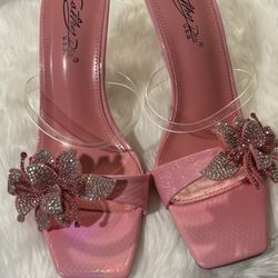 Pink flower heels