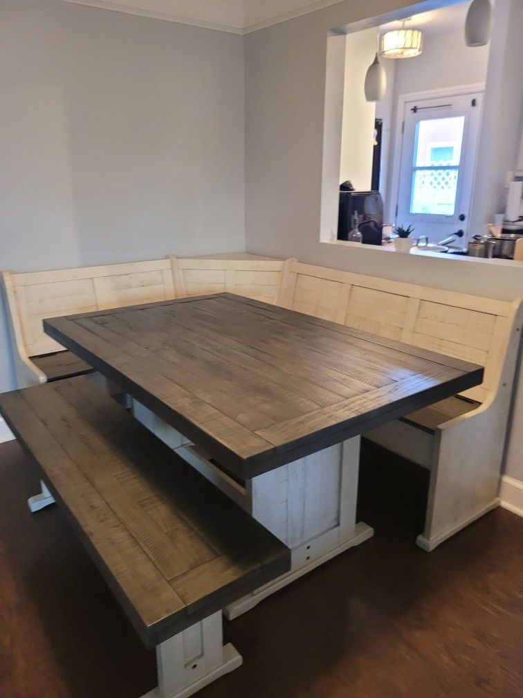 Wood Dining Table Breakfast Nook Style 