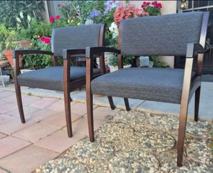 4 WIDE WOOD CHAIRS.