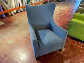 Modern Fabric Wing Chair in Blue