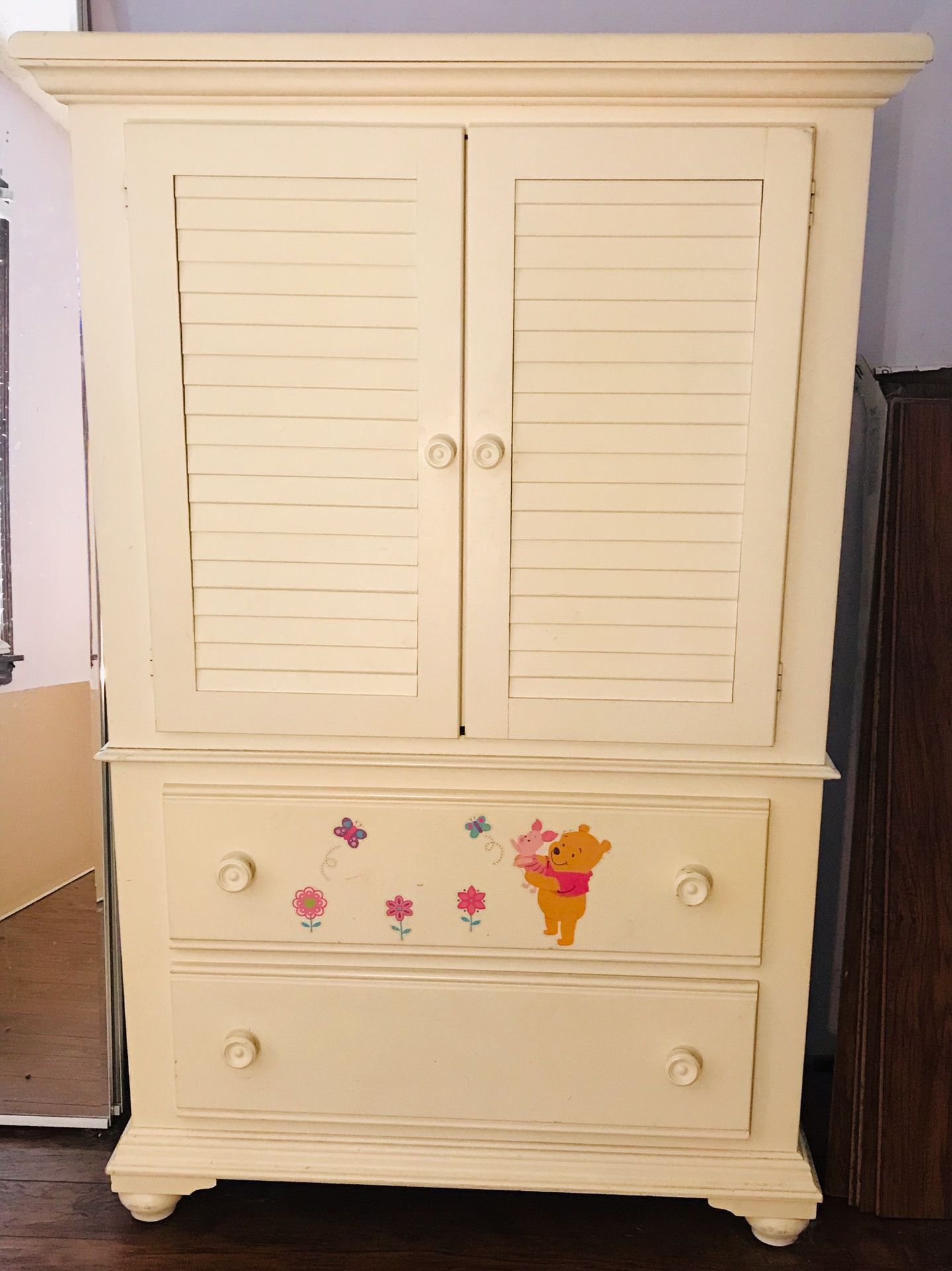Baby or toddler Wooden Wardrobe Armoire - Could also be used as a tv entertainment stand