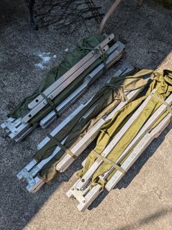 Vintage Military Aluminum Folding Cots Surplus