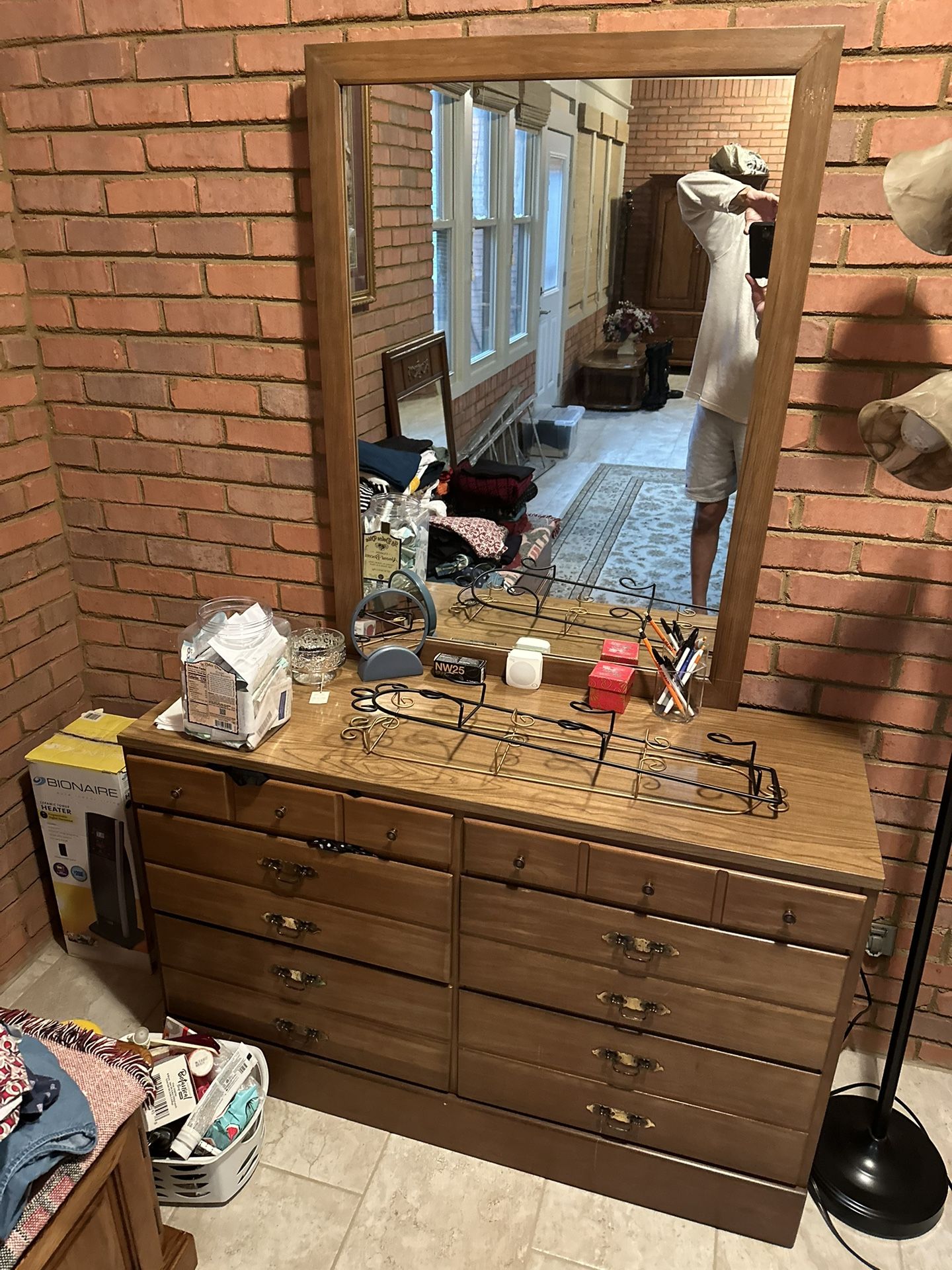 Mirror And Wood Dresser