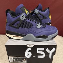 GS SIZE 6.5Y / WOMENS 8 NIKE AIR JORDAN 4 LAKERS PURPLE