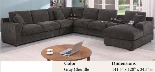 Grey Chenille Modular Sectional OfferUp special