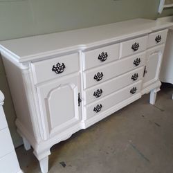 White Wide Refurbished Bassett Dresser