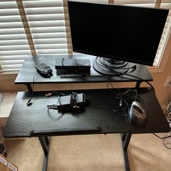 Adjustable Standing or sitting Computer Desk with Monitor  And Accessories 