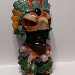 Vintage Obsidian Aztec Style Carved Statue