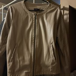 Faux Beige Leather Jacket 