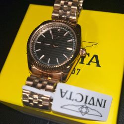 Rose Gold Steel Black Face 36mm