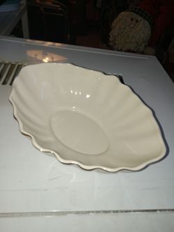 Cream Ceramic Oval Serving Bowl