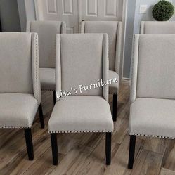 Six Beautiful Gray Wingback Dining Chairs (BRAND NEW)