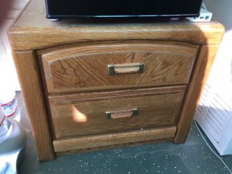 Oak two drawer cabinet or side table