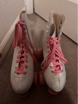 White and Pink Roller Skates