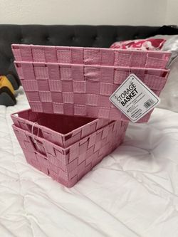 4 Pink Storage Basket Set