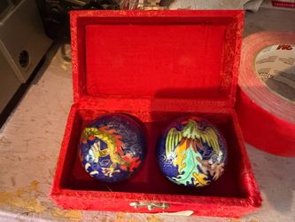 Chinese Cloisonné Baoding Balls with Box