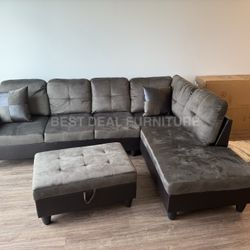 New Sectional + Storage Ottoman  — Left or Right Chaise — Delivery Available  