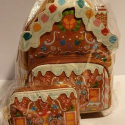 Loungefly Gingerbread Minnie And Mickey Backpack ((2020)) And Wallet Included Limited Edition New With Tags 