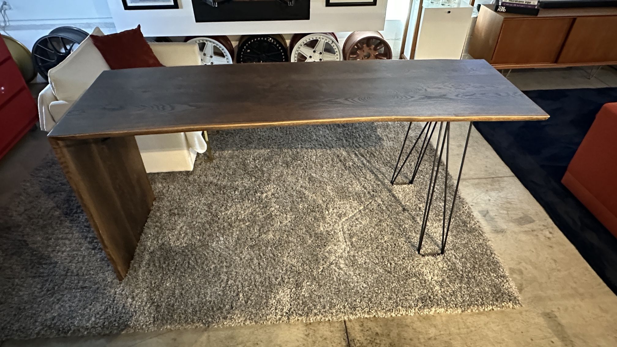 Modern Oak Waterfall Bar Table