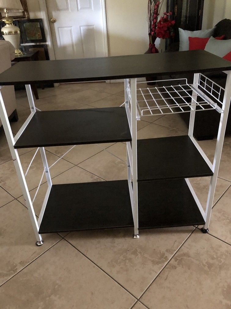 Black & White Desk with Shelves