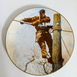 Norman Rockwell "The Telephone Lineman" Collector Plate