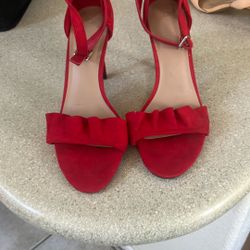 Macys A New Day Red Velvet Heels 