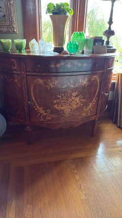 Sideboard, inlaid walnut antique with lockable doors
