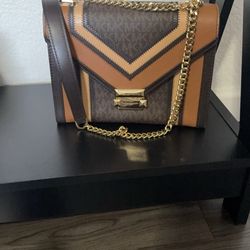 Michael Kors Brown & Tan Chevron Crossbody – Barely Used, Stunning Condition