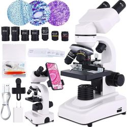 Microscope for Adults & Kids,40-2500X Compound Binocular Microscope