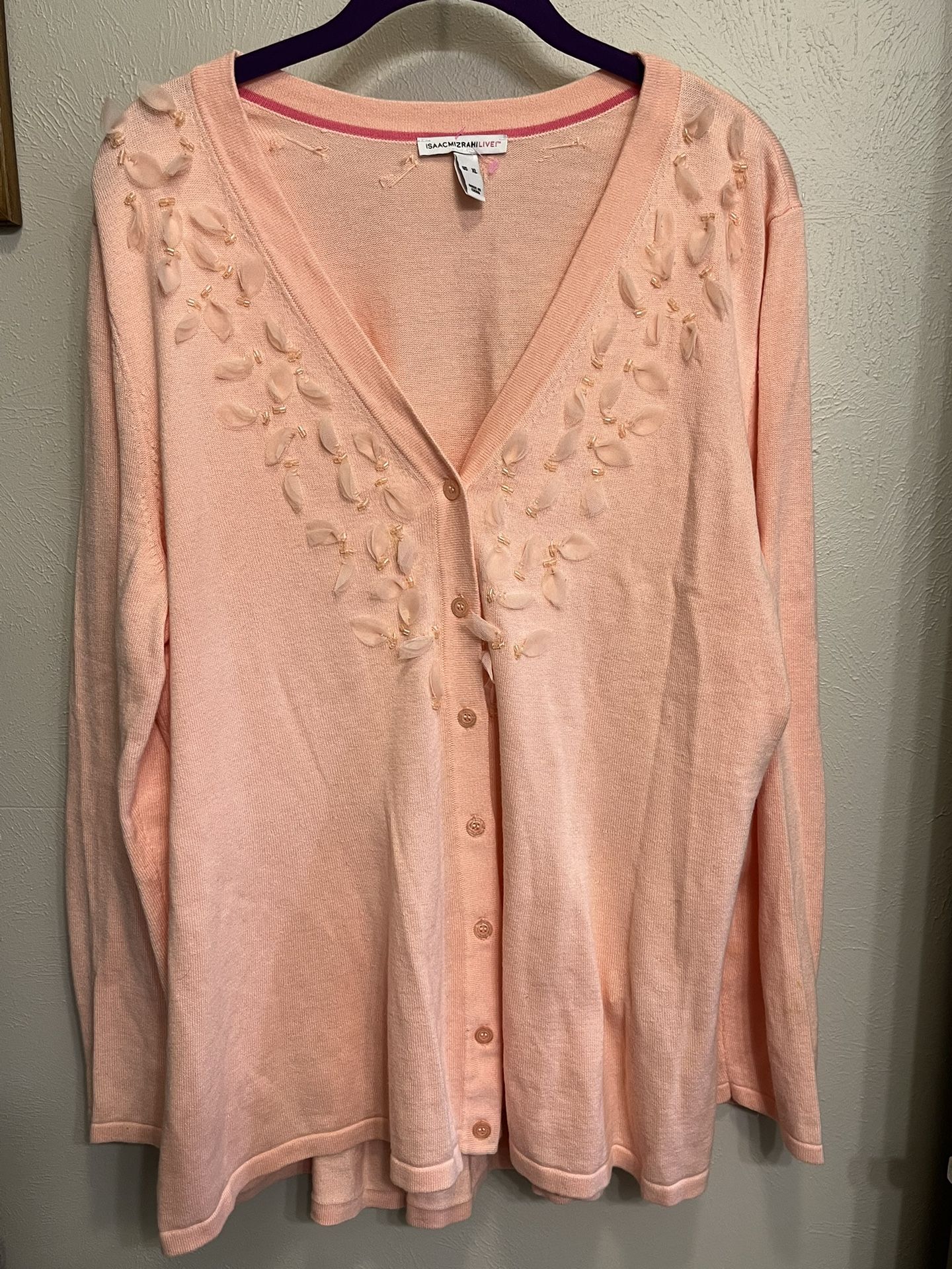 Isaac Mizrahi Women’s Peach Colored Pullover Blouse XL